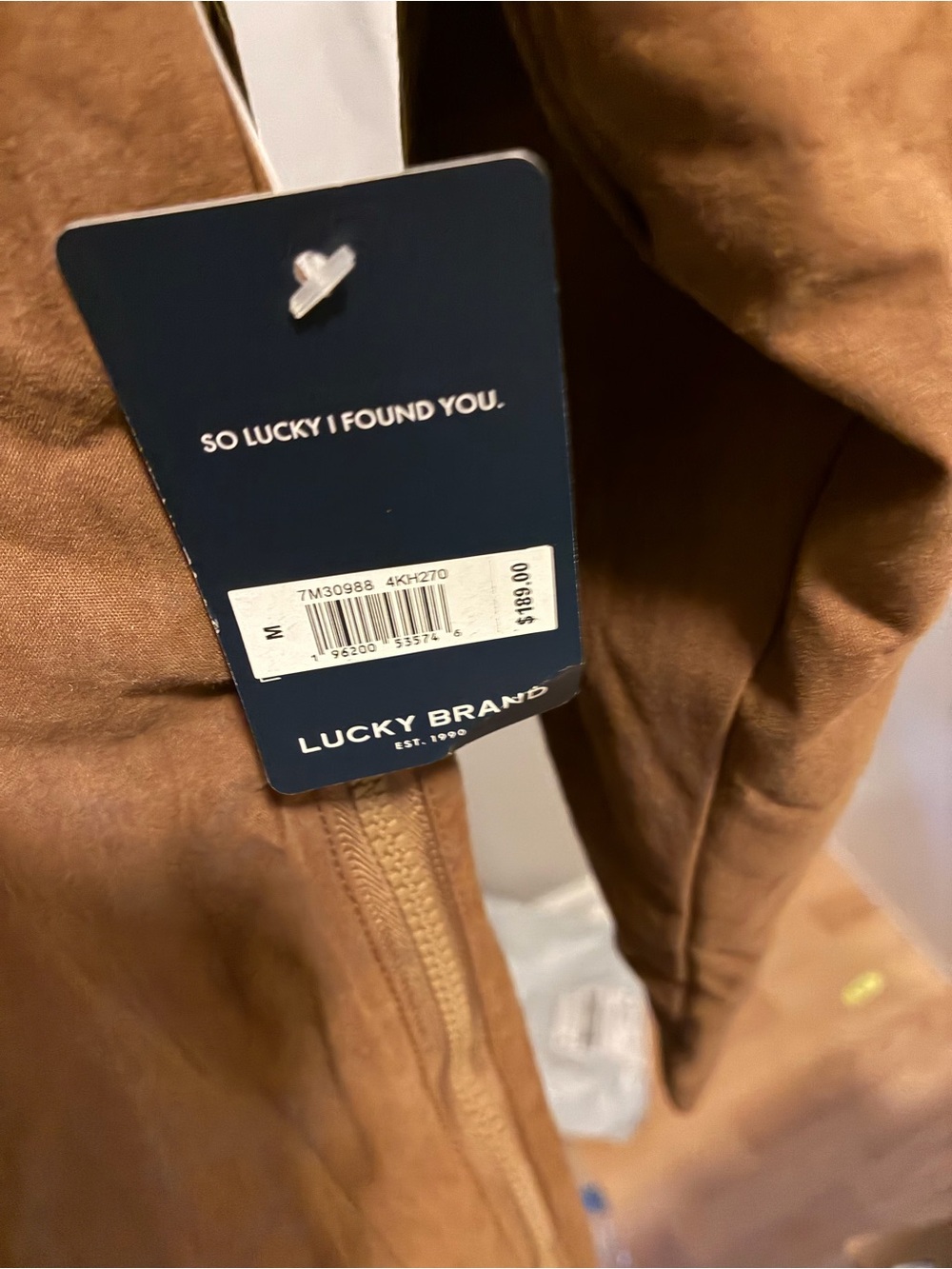 Lucky Brand Tan Pullover Jacket with Navy, Cream and Rust Sherpa Yoke - Picture 3 of 6